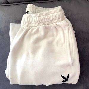 -White Pacsun Sweat pants with PlayBoy bunny